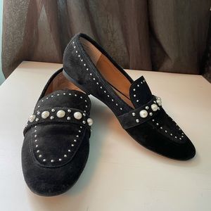 Steve Madden black suede studded perlyn loafers
